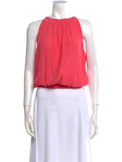 Pre-owned Ramy Brook Bateau Neckline Sleeveless Crop Top In Pink