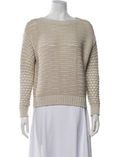 Pre-owned Ramy Brook Bateau Neckline Sweater In Neutral