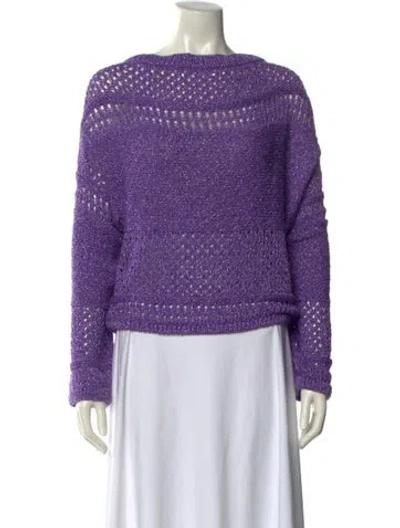 Pre-owned Ramy Brook Bateau Neckline Sweater In Purple