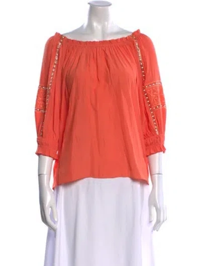 Pre-owned Ramy Brook Bateau Neckline Three-quarter Sleeve Blouse In Multi