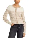 Ramy Brook Bea Metallic Stripe Cotton Blend Cardigan In Sandstone/ivory Stripe