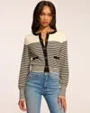 Ramy Brook Bea Long Sleeve Cardigan Sweater In Black Textured