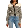 Ramy Brook Bea Metallic Stripe Cotton Blend Cardigan
