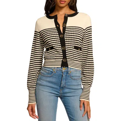Ramy Brook Bea Metallic Stripe Cotton Blend Cardigan