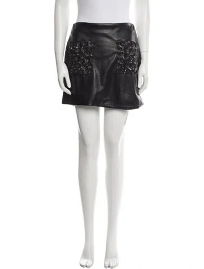 Pre-owned Ramy Brook Beaded Accents Mini Skirt In Black