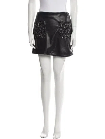 Pre-owned Ramy Brook Beaded Accents Mini Skirt In Black