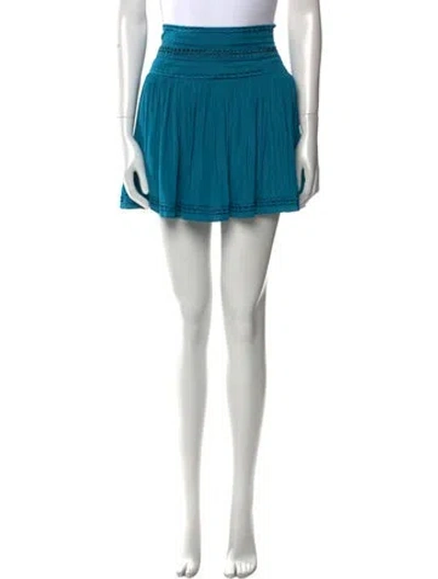 Pre-owned Ramy Brook Beaded Accents Mini Skirt In Blue