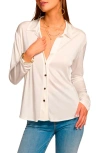 Ramy Brook Belinda Jersey Button Down Top In Ivory