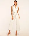 Ramy Brook Bell Contrast Stitch Denim Jumpsuit In White Stitched