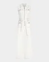 Ramy Brook Bell Contrast Stitch Denim Jumpsuit In White Wnavy