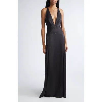 Ramy Brook Belle Plunge Neck Gown In Black