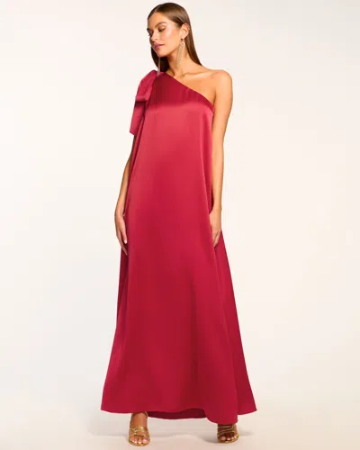 Ramy Brook Benita One-shoulder Gown In Ruby