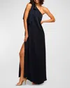 Ramy Brook Benita Sleeveless One-shoulder Gown In Navy