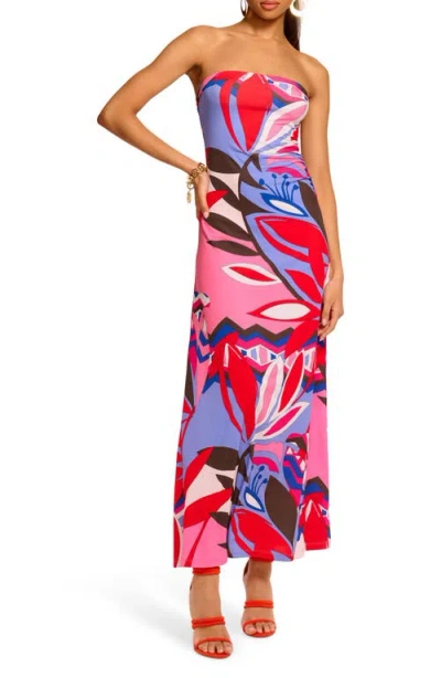 Ramy Brook Bernada Abstract Print Strapless Dress In Multi