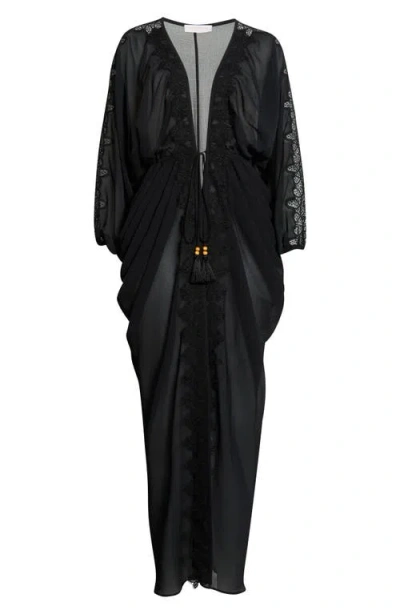 Ramy Brook Bernice Lace Trim Cover-up In Black