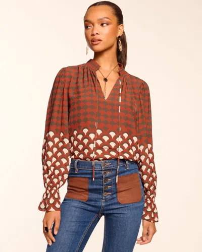 Ramy Brook Berona V-neck Long Sleeve Blouse In Brown