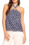 Ramy Brook Bessie Crochet Halter Top In Spring Navy Crochet
