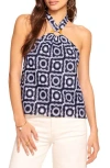 Ramy Brook Bessie Crochet Halter Top In Spring Navy Crochet