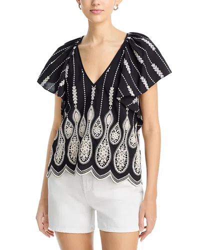 Ramy Brook Bettie Embroidered Top In Black