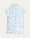 Ramy Brook Bev Animal Jacquard Sweater Vest In Dream Blue Animal