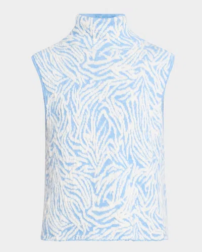 Ramy Brook Bev Animal Jacquard Sweater Vest In Dream Blue Animal