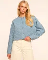 Ramy Brook Geo Jacquard Faux Pearl Embellished Jacket In Indigo Pearl