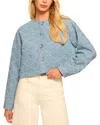 Ramy Brook Geo Jacquard Faux Pearl Embellished Jacket In Indigo Pearl