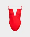 Ramy Brook Bianka Plunging One-piece Swimsuit In Red