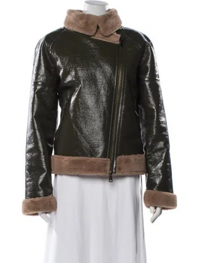 Pre-owned Ramy Brook Biker Jacket In Green