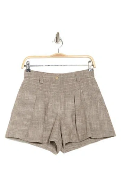 Ramy Brook Billie Pleated Shorts In Sandstone Cotton Stripe