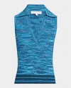 Ramy Brook Birdie Rib-knit Sleeveless Top In Royale Blue Space Dye