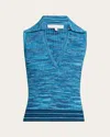 Ramy Brook Birdie Rib-knit Sleeveless Top In Royale Blue Space Dye