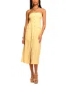 Ramy Brook Blair Strapless Smocked Midi Dress In Yellow