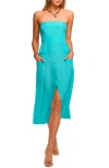 Ramy Brook Blair Strapless Smocked Midi Dress In Blue