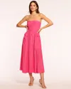 Ramy Brook Blair Strapless Smocked Midi Dress In Pink Punch