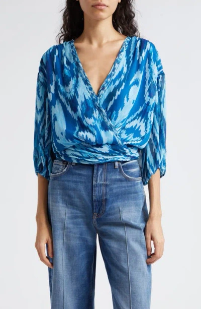 Ramy Brook Blaire V-neck Blouse In Laguna Ikat