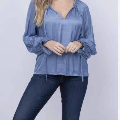 Ramy Brook Blake Blouse In Steel Blue In Purple