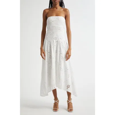 Ramy Brook Blanca Embroidered Strapless Cotton Dress In White