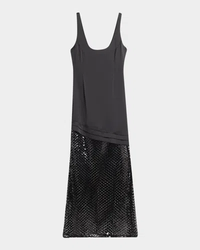 Ramy Brook Blossom Sleeveless Sequin Net Gown In Black
