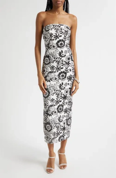 Ramy Brook Bonnie Strapless Floral Sequin Column Midi Dress In Multi