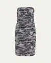 Ramy Brook Bonnie Ruched Strapless Dress In Dove Grey Floral