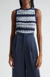 Ramy Brook Bonnie Sleeveless Knit Sweater In Navy Combo High Twist Cotton