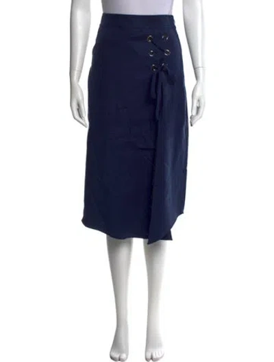 Pre-owned Ramy Brook Braided Accents Midi Length Skirt In Blue