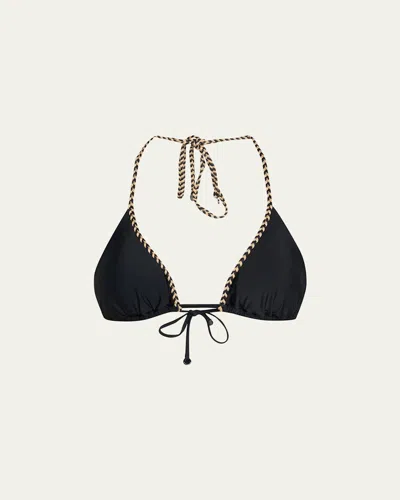 Ramy Brook Braided Nikoleta Triangle Bikini Top In Black