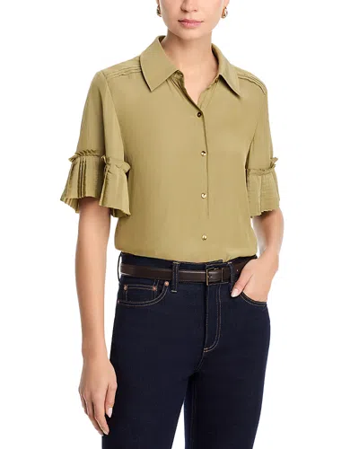 Ramy Brook Brandy Pleated Shirt In Green