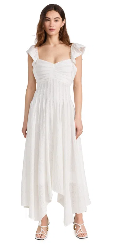 Ramy Brook Bria Smocked Midi Dress In White Burnout