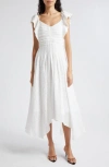 Ramy Brook Bria Smocked Midi Dress In White Springtime Burnout