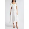 Ramy Brook Bria Smocked Midi Dress In White Springtime Burnout