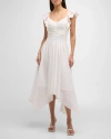 Ramy Brook Bria Smocked Midi Dress In White Springtime
