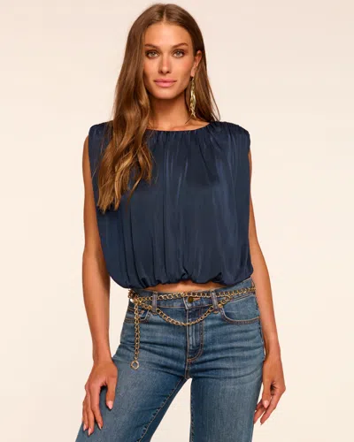 Ramy Brook Brian Sleeveless Bubble Blouse In Blue